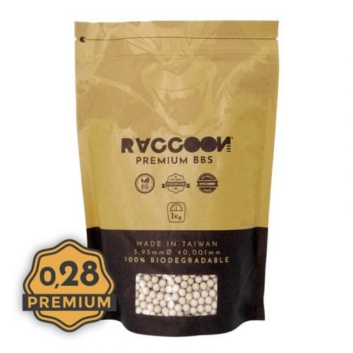 BOLAS BIO 0.28G RACCOON PREMIUM BBS 1KG BLANCAS
