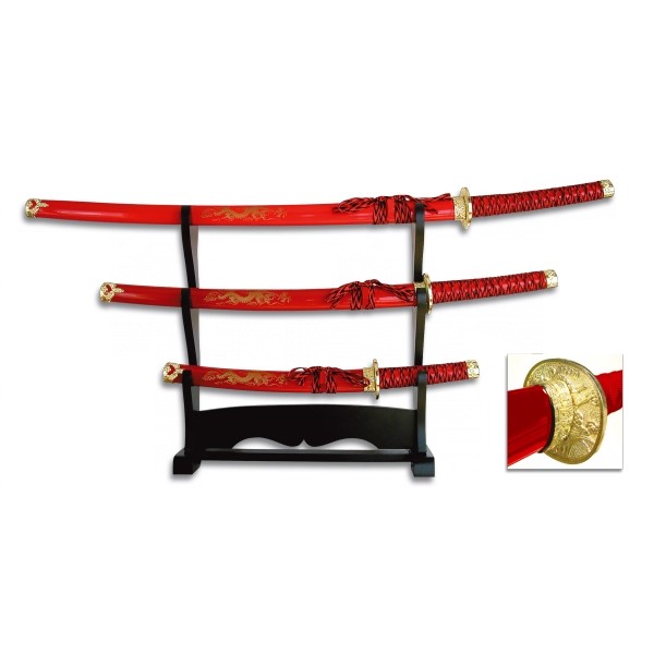 Katana Set 3 unidades con peana