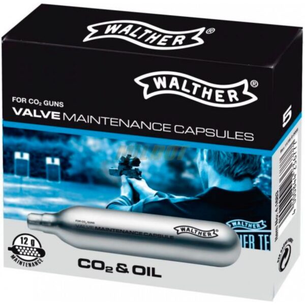 Caja con 5 cápsulas de limpieza WALTHER 12 gramos